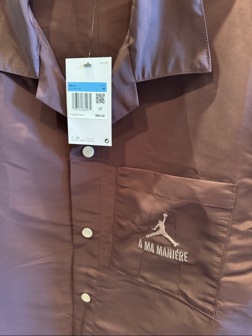 New Nike Jordan A Ma Maniere Warm Up Shirt Burgandy M $90!! - Picture 2 of 6